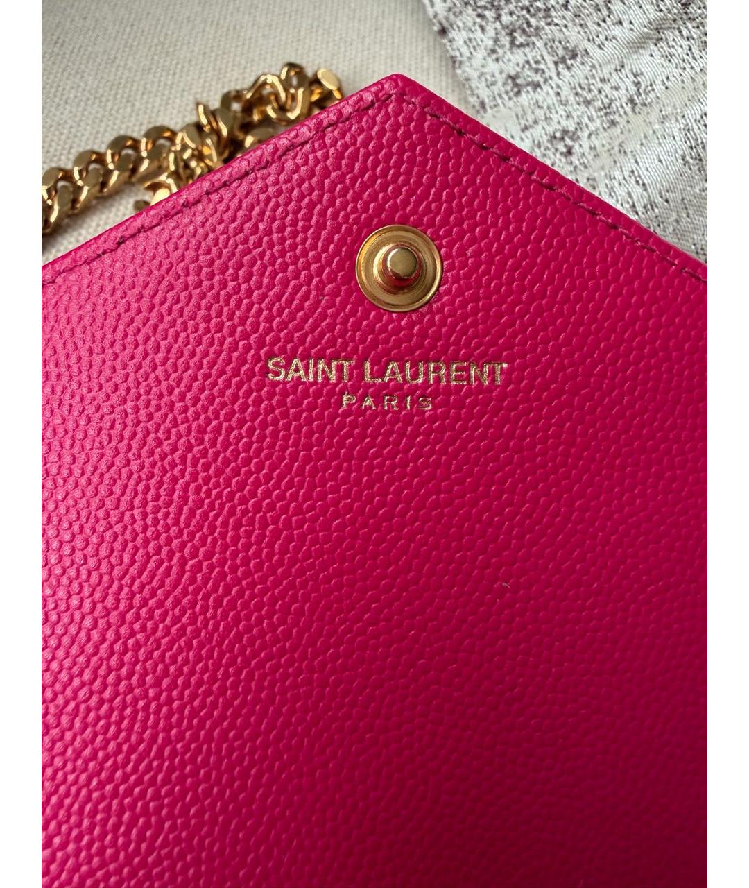 SAINT LAURENT Розовая кожаная сумка через плечо, фото 6