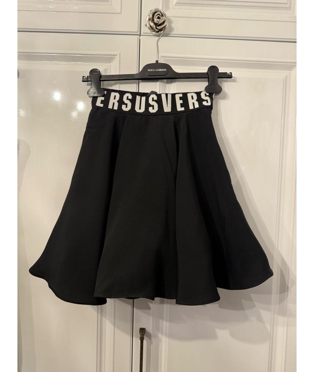 VERSUS VERSACE Черная хлопковая юбка мини, фото 4