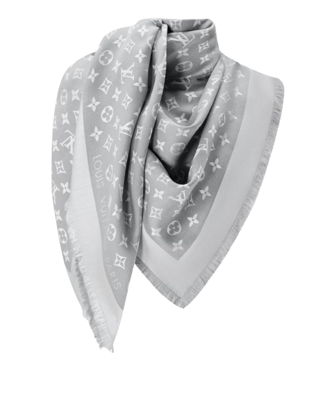 LOUIS VUITTON Серый шерстяной платок, фото 1