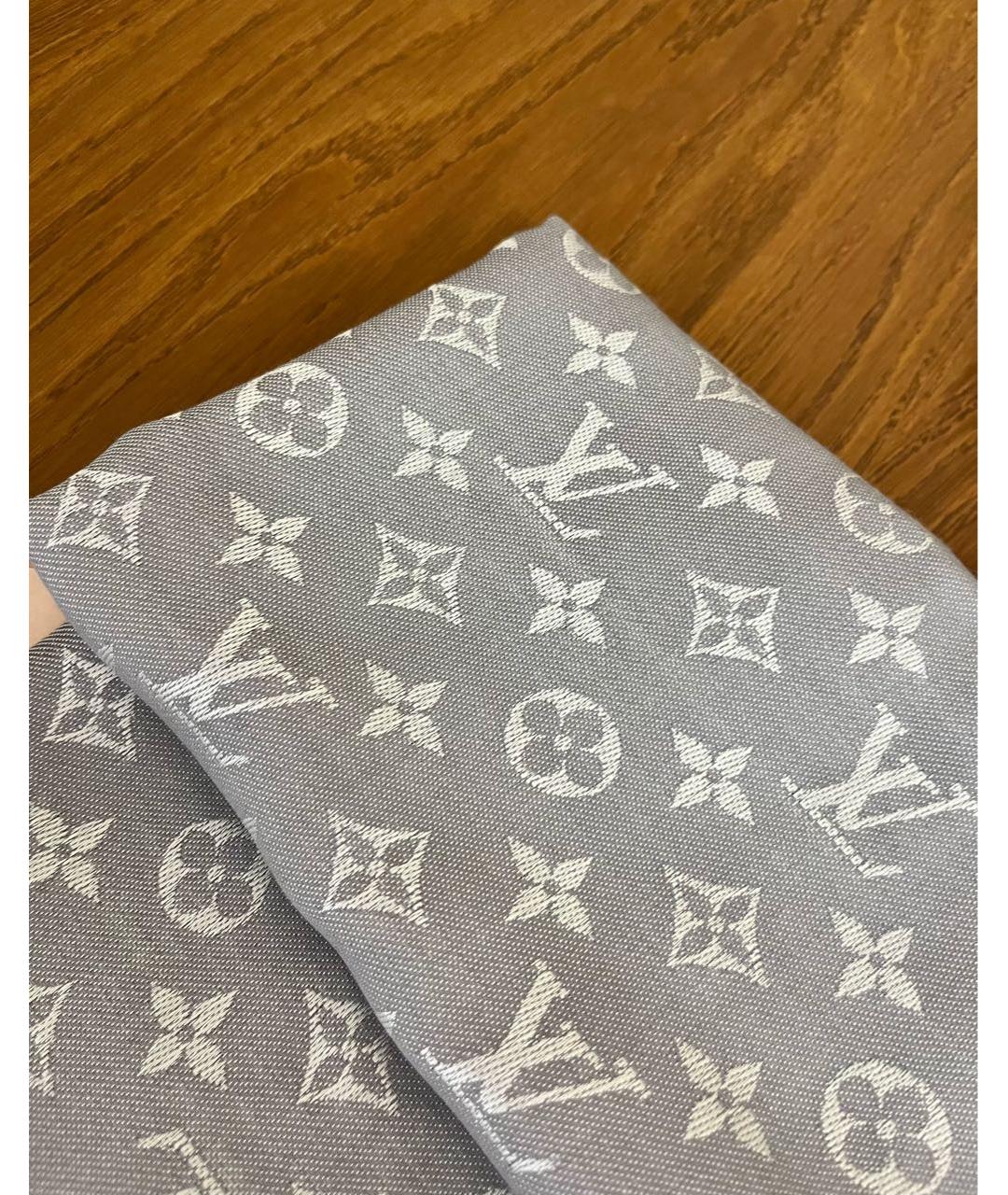LOUIS VUITTON Серый шерстяной платок, фото 7