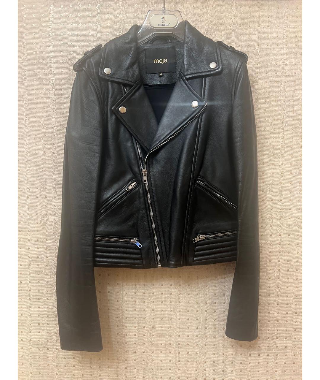 MAJE Черная кожаная куртка, фото 5