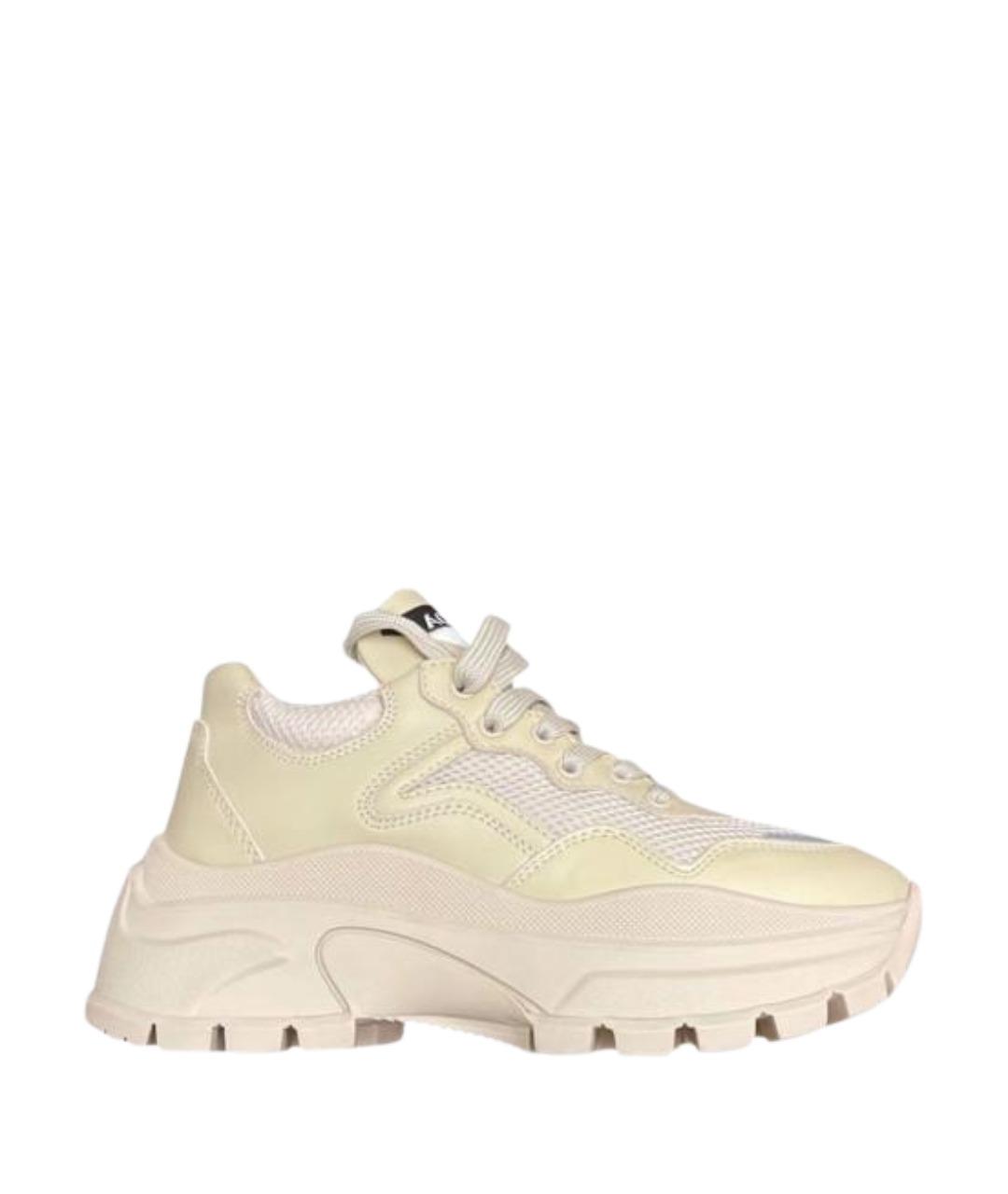 PRADA Бежевые кожаные кроссовки, фото 1