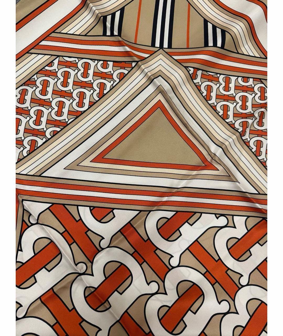BURBERRY Бежевый шелковый шарф, фото 5