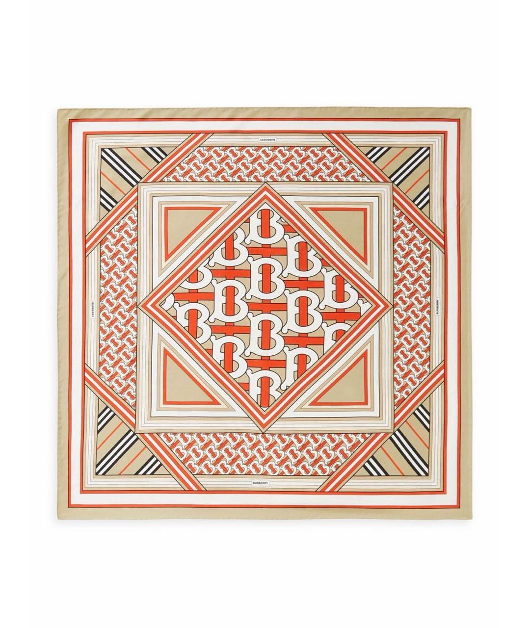 BURBERRY Бежевый шелковый шарф, фото 1