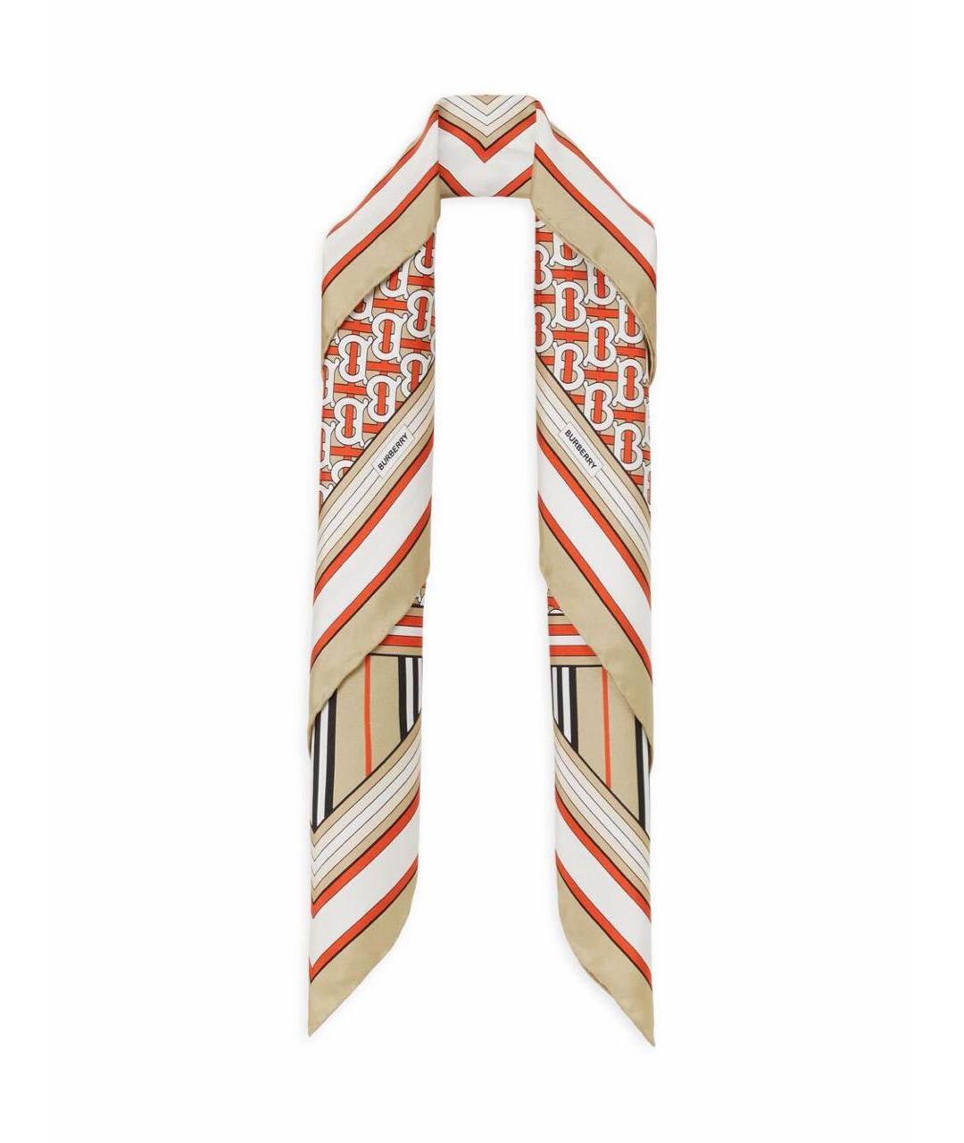 BURBERRY Бежевый шелковый шарф, фото 2