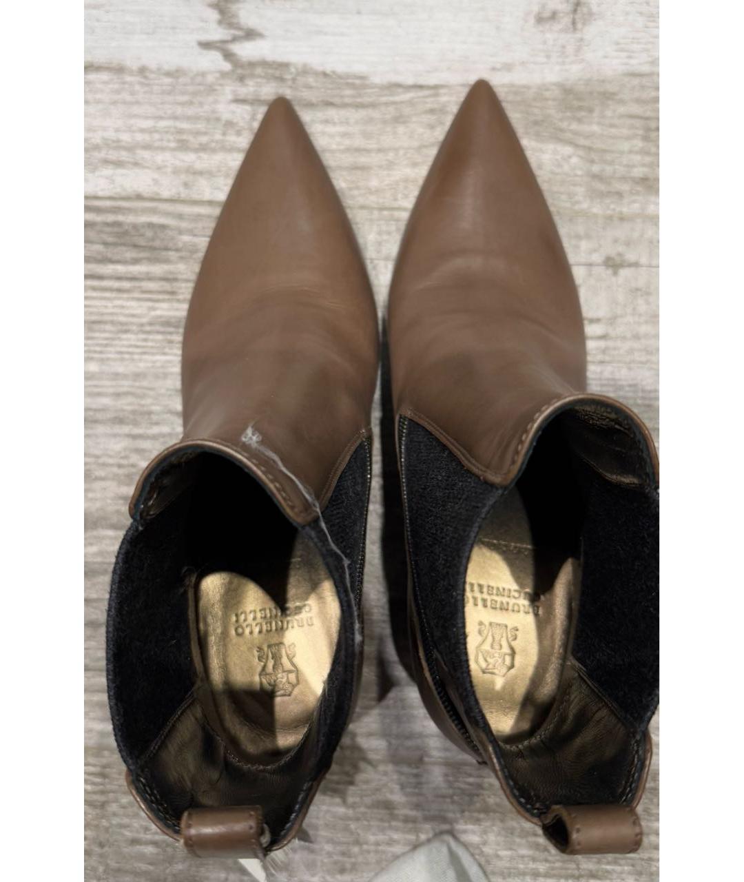 BRUNELLO CUCINELLI Коричневые кожаные ботильоны, фото 2