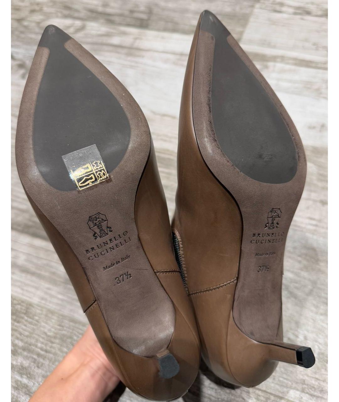 BRUNELLO CUCINELLI Коричневые кожаные ботильоны, фото 5