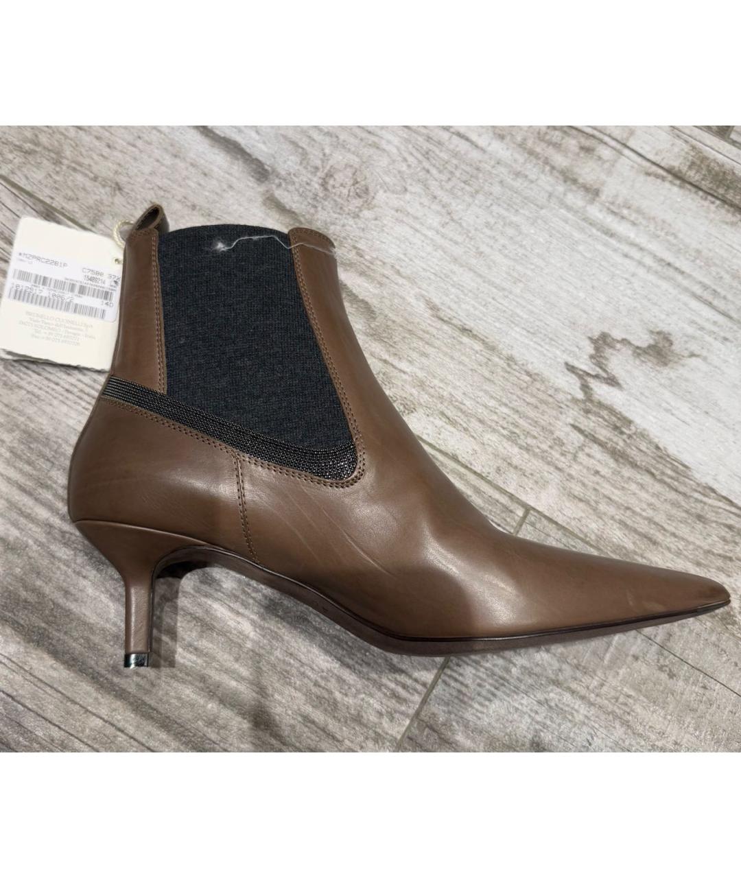 BRUNELLO CUCINELLI Коричневые кожаные ботильоны, фото 6