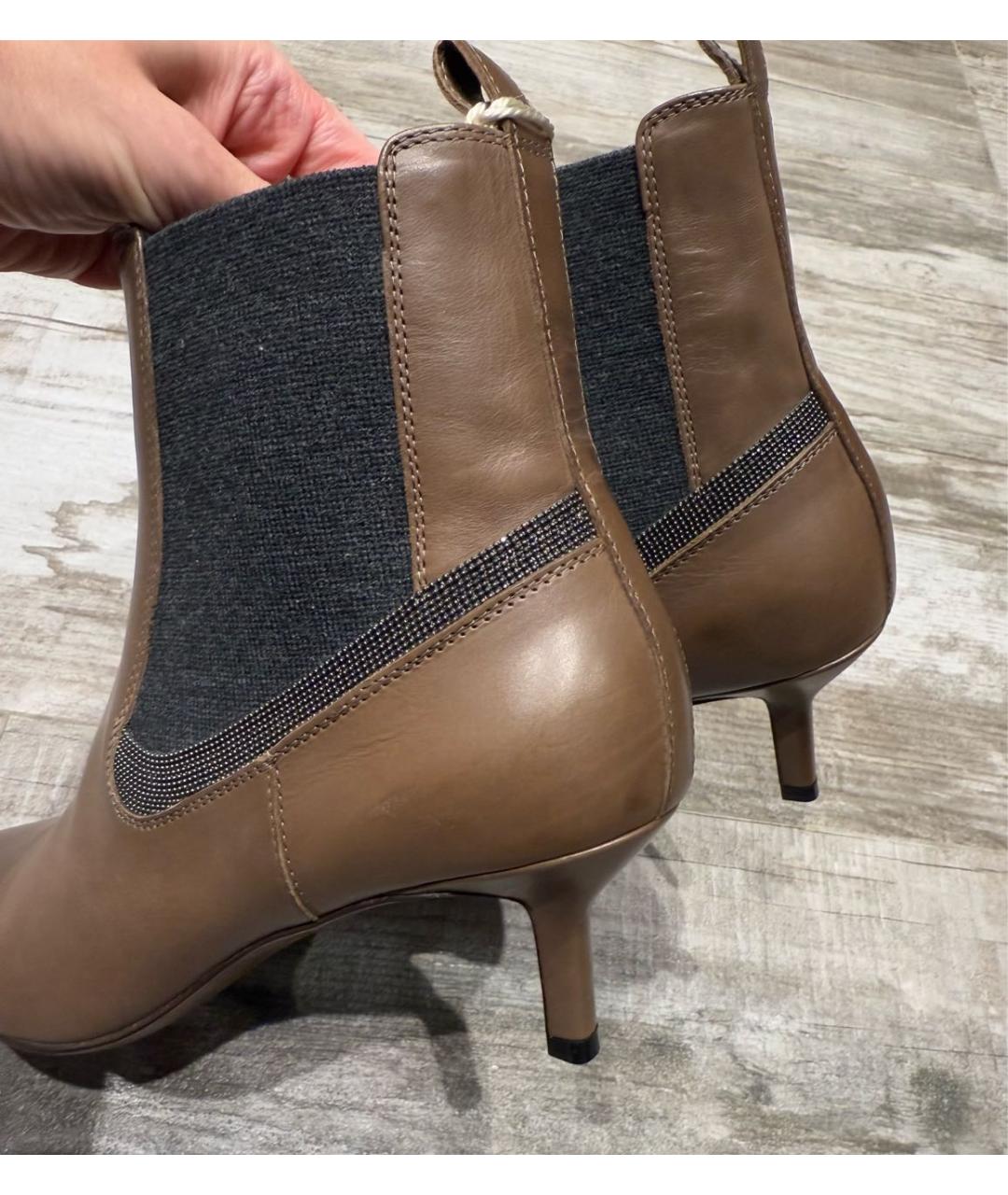 BRUNELLO CUCINELLI Коричневые кожаные ботильоны, фото 4