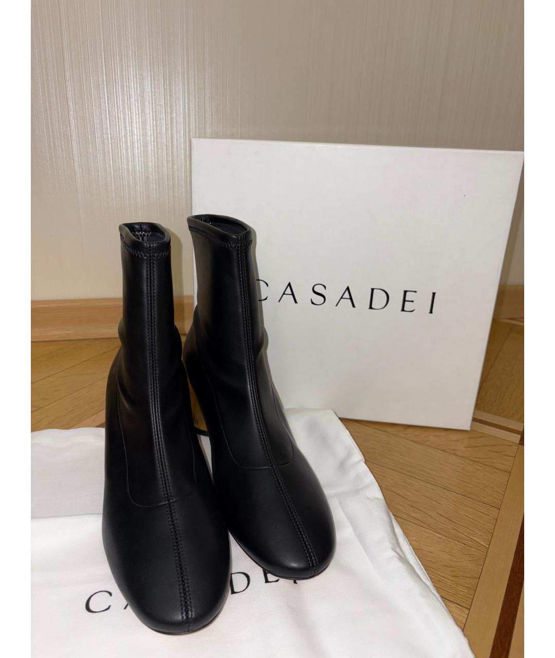 CASADEI Черные ботильоны из искусственной кожи, фото 2