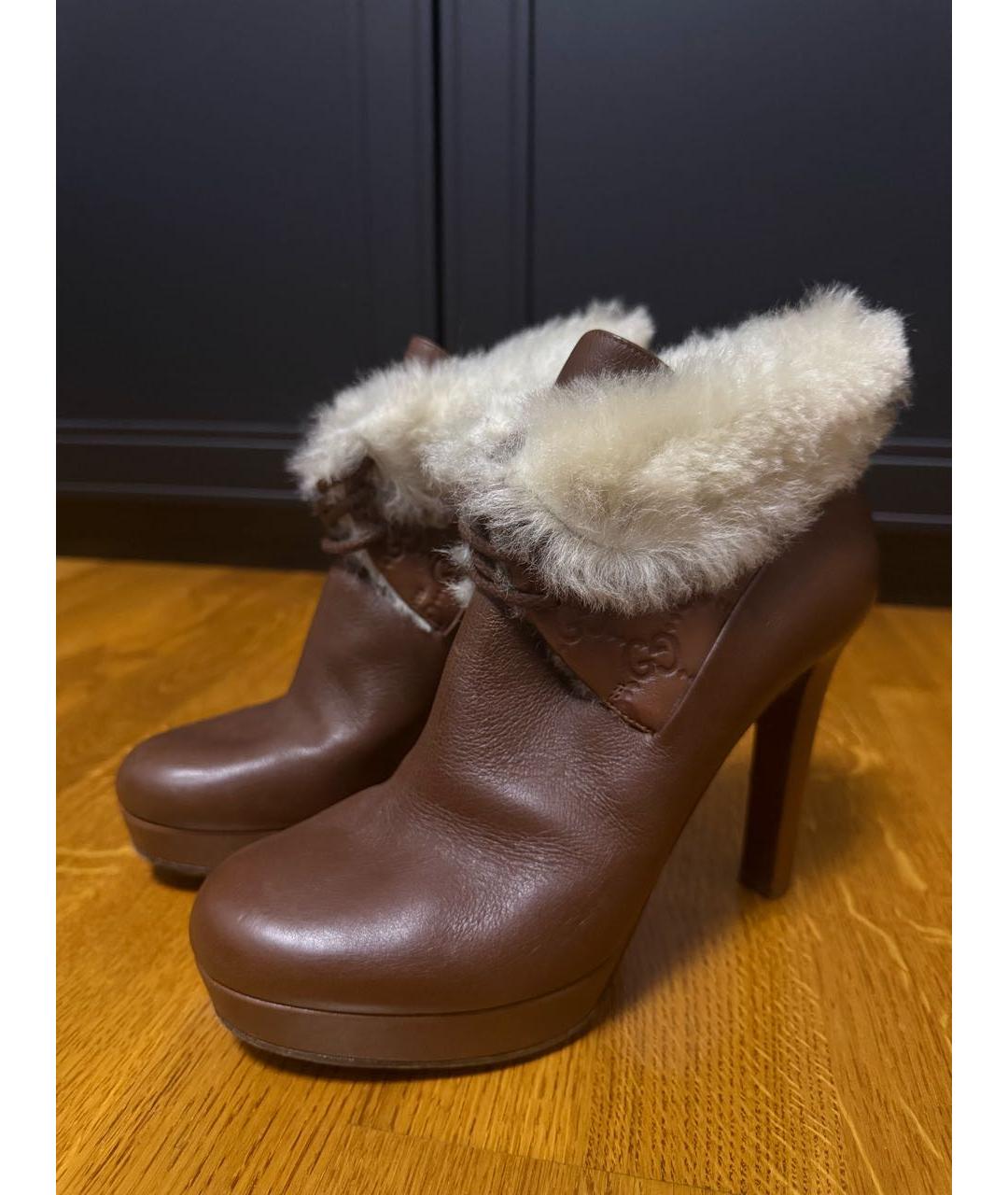 GUCCI Коричневые кожаные туфли, фото 5