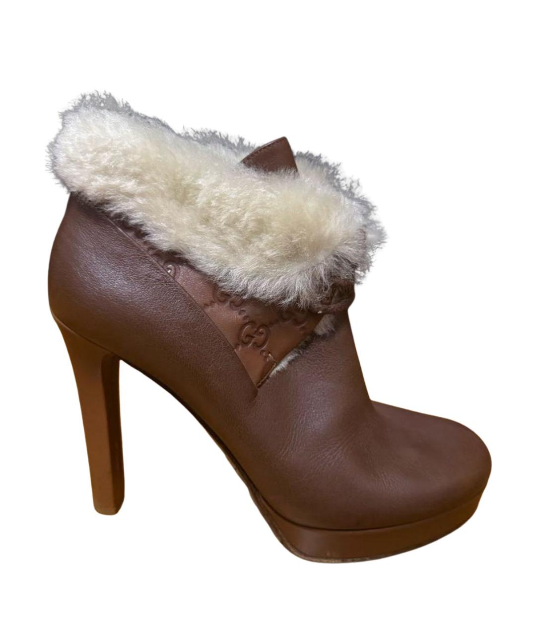 GUCCI Коричневые кожаные туфли, фото 1