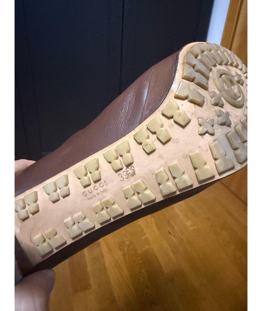 GUCCI Коричневые кожаные туфли, фото 7