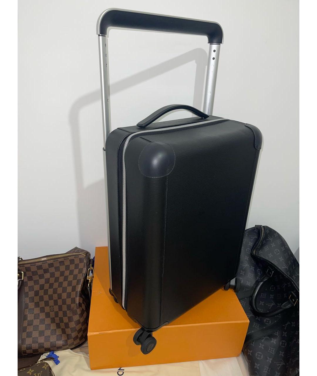 LOUIS VUITTON Антрацитовый кожаный чемодан, фото 7