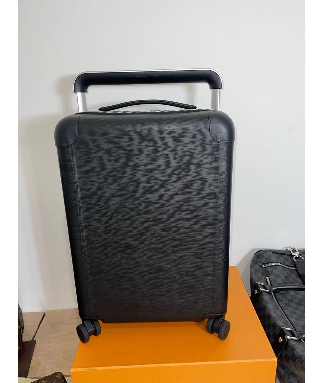 LOUIS VUITTON Антрацитовый кожаный чемодан, фото 9