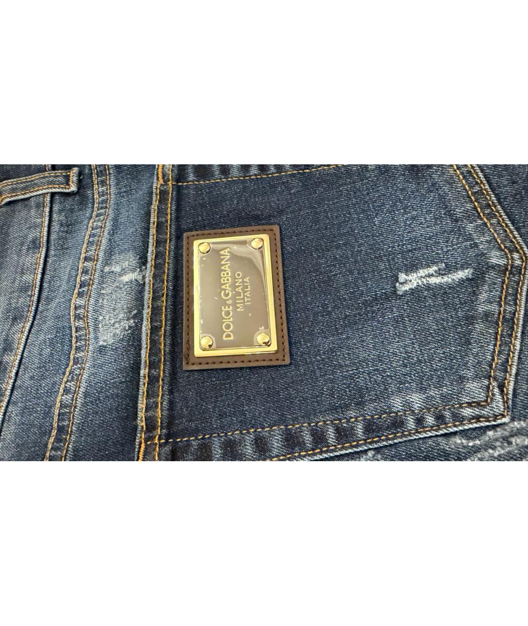 DOLCE&GABBANA Темно-синие хлопковые прямые джинсы, фото 3