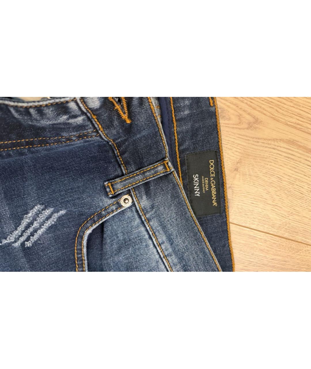 DOLCE&GABBANA Темно-синие хлопковые прямые джинсы, фото 2