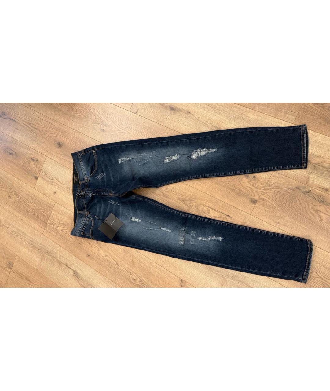 DOLCE&GABBANA Темно-синие хлопковые прямые джинсы, фото 7