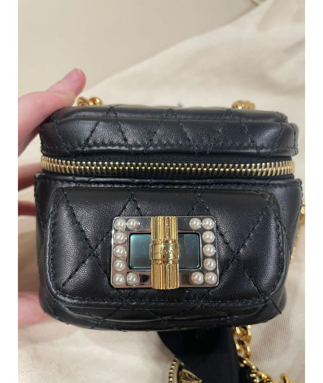 LANVIN Черная кожаная сумка через плечо, фото 2