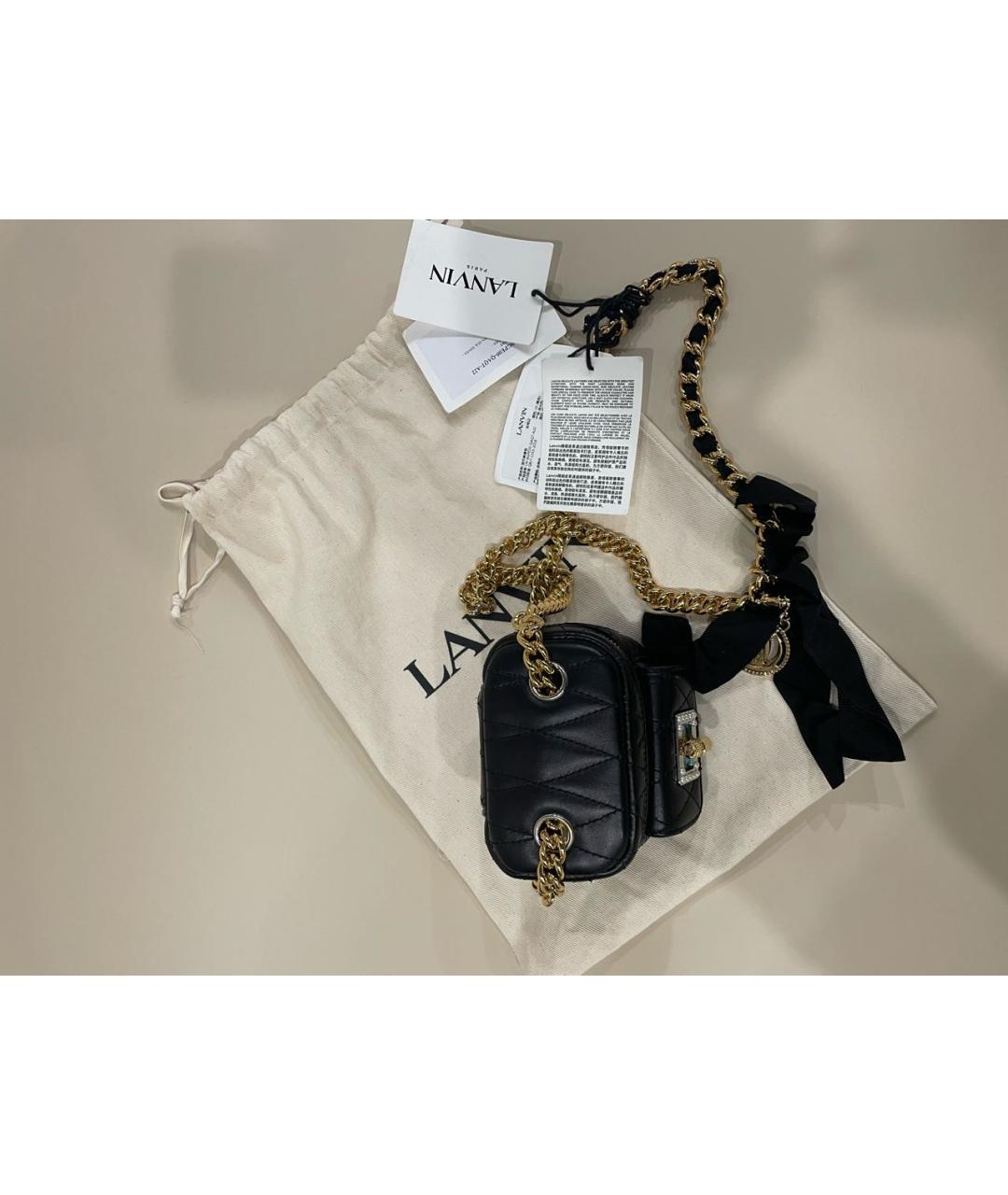 LANVIN Черная кожаная сумка через плечо, фото 4