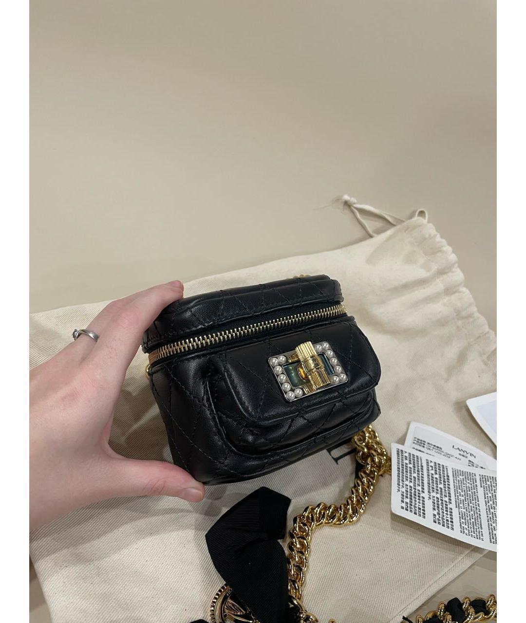 LANVIN Черная кожаная сумка через плечо, фото 6