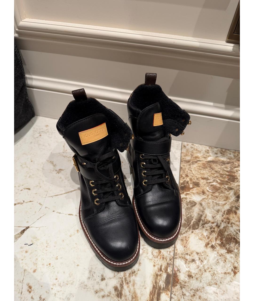 LOUIS VUITTON Черные кожаные ботинки, фото 3