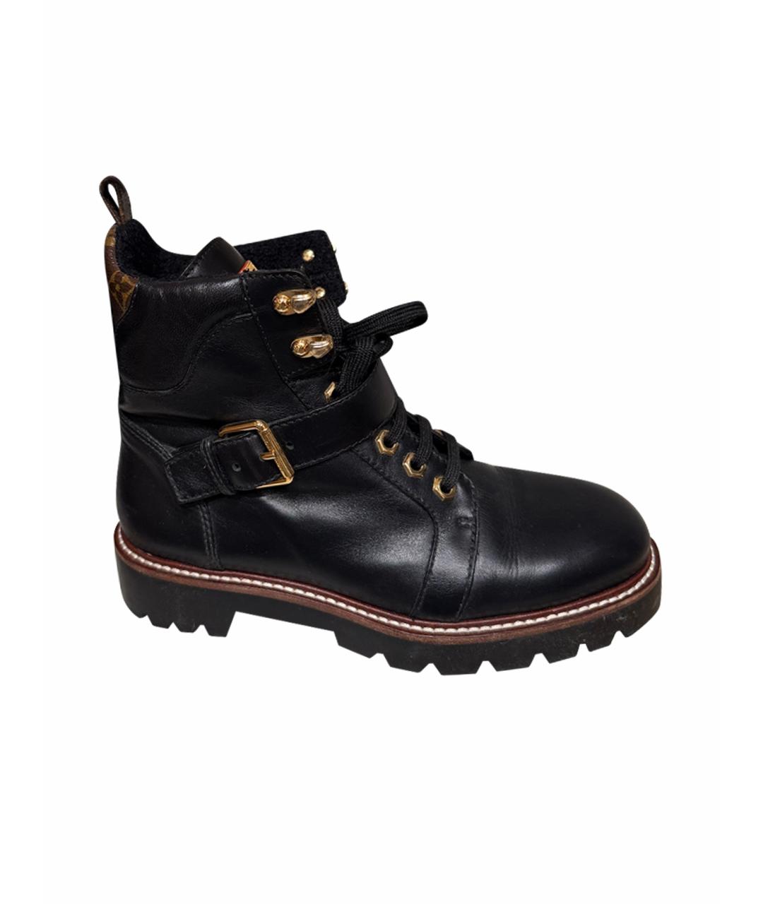 LOUIS VUITTON Черные кожаные ботинки, фото 1