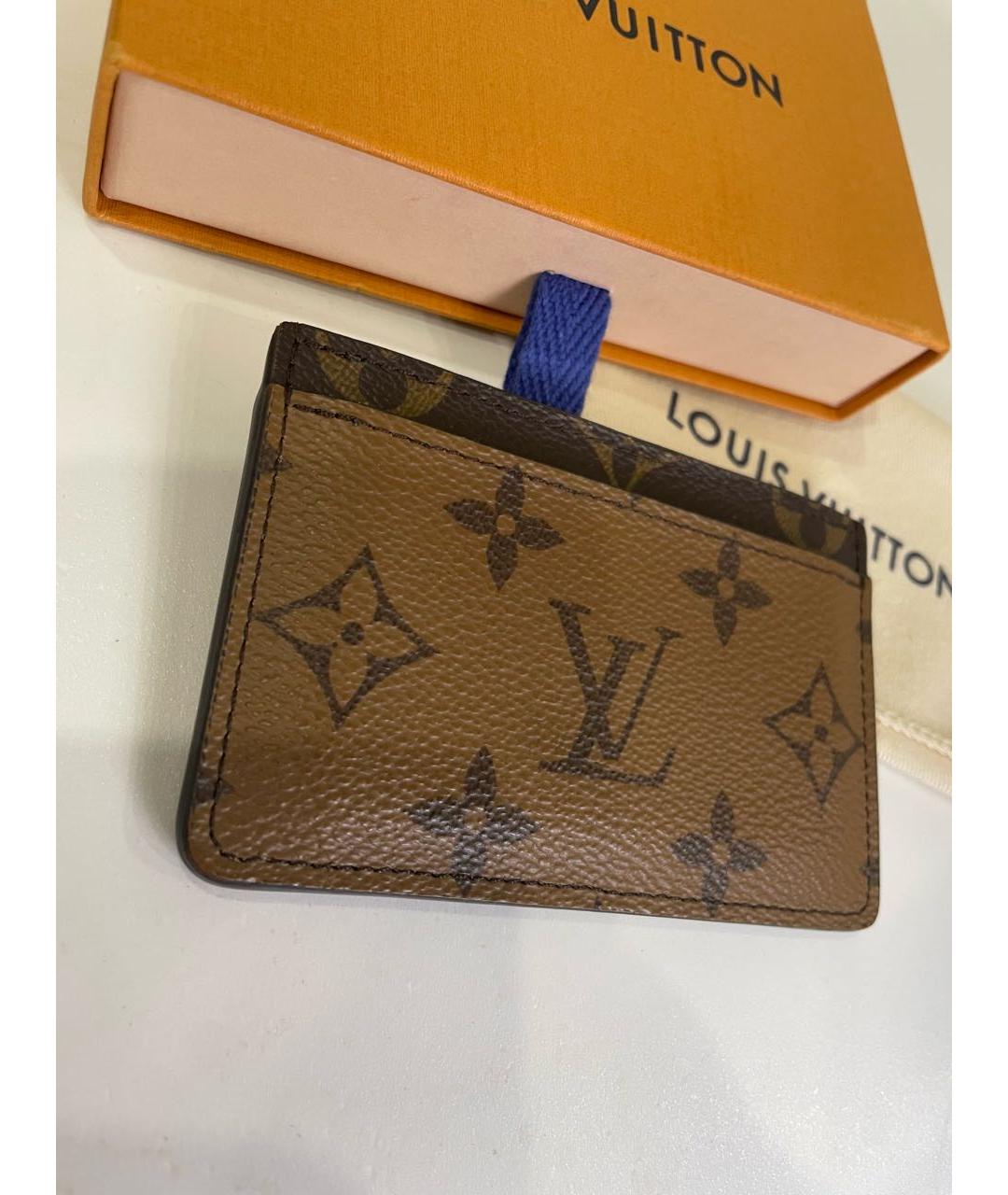 LOUIS VUITTON Коричневый кожаный кардхолдер, фото 4