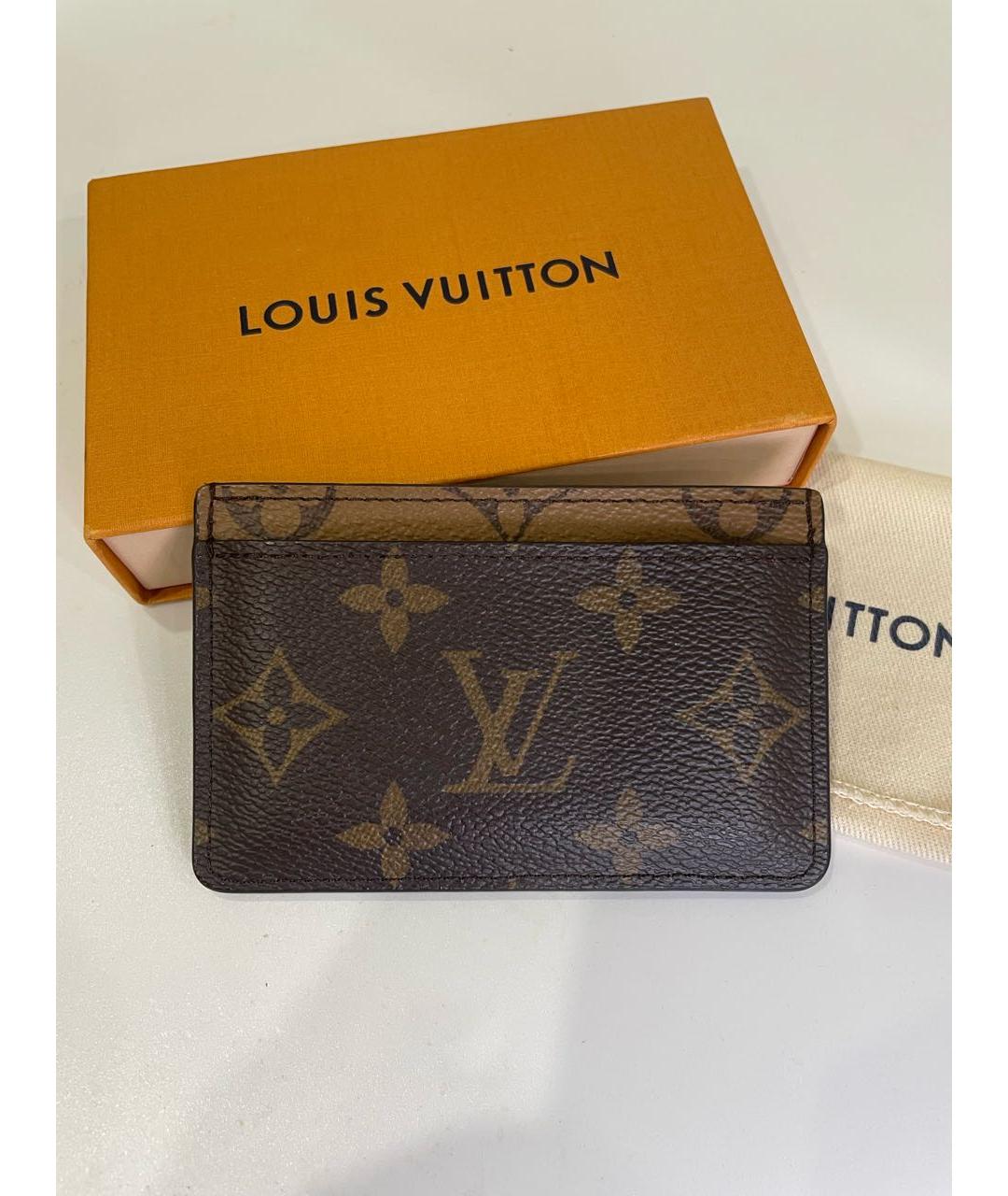 LOUIS VUITTON Коричневый кожаный кардхолдер, фото 6