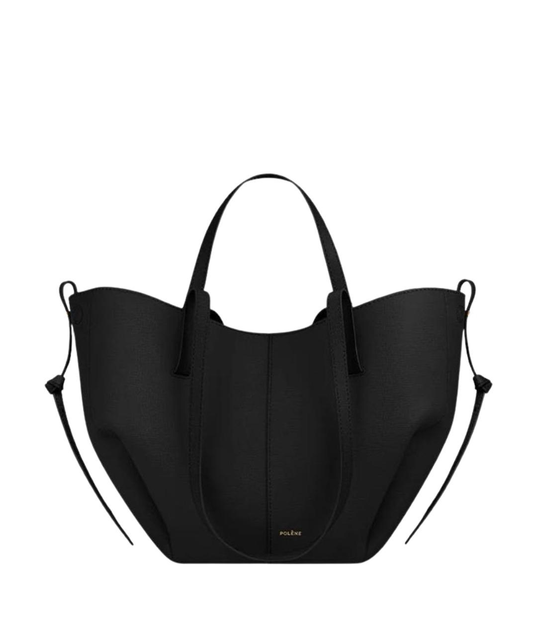 POLENE Черная кожаная сумка с короткими ручками, фото 1