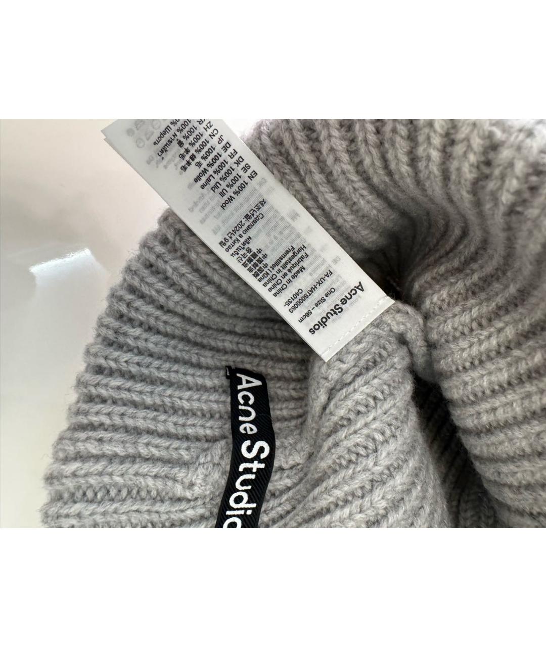 ACNE STUDIOS Серая шерстяная шапка, фото 4