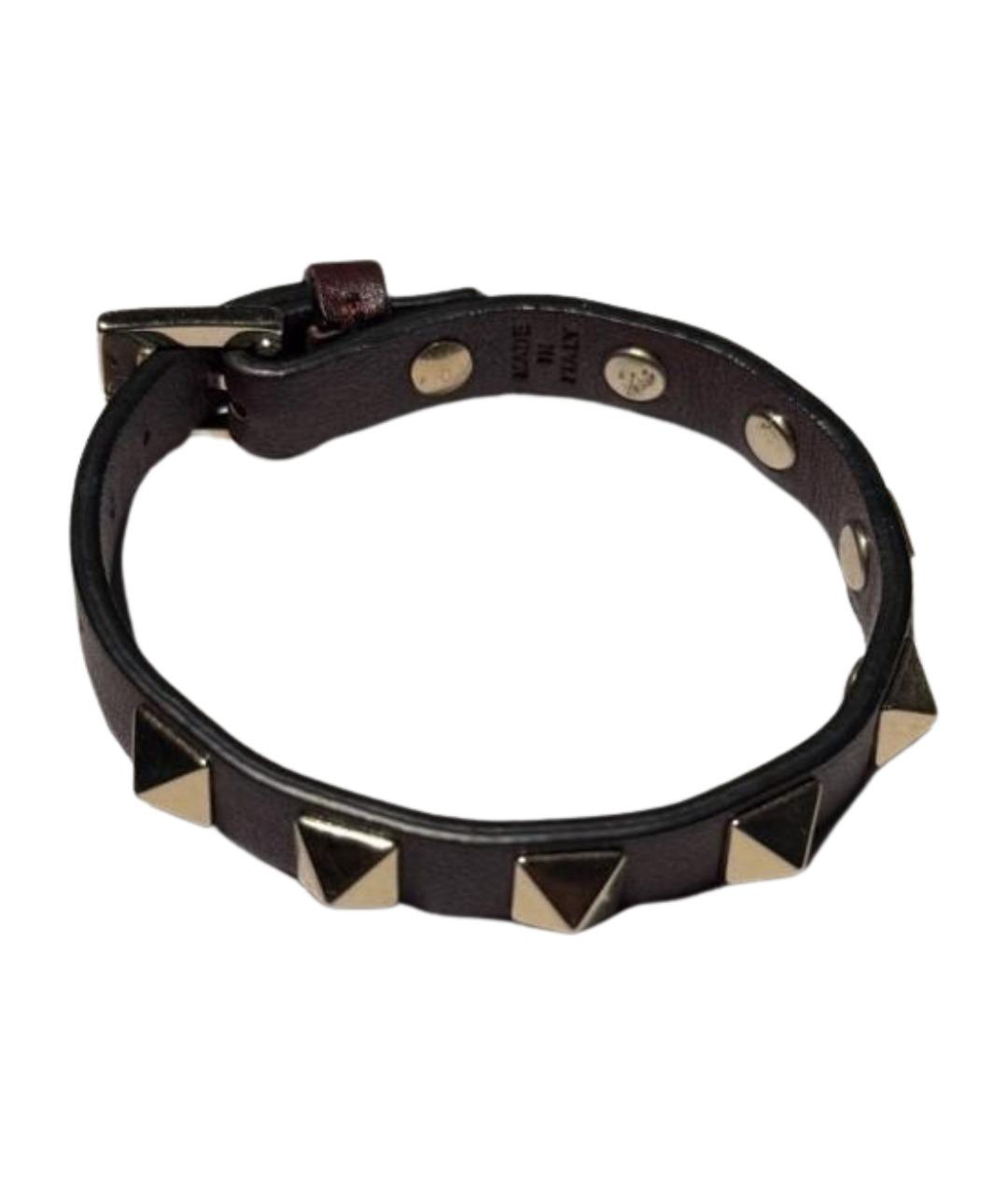 VALENTINO Бордовый кожаный браслет, фото 1