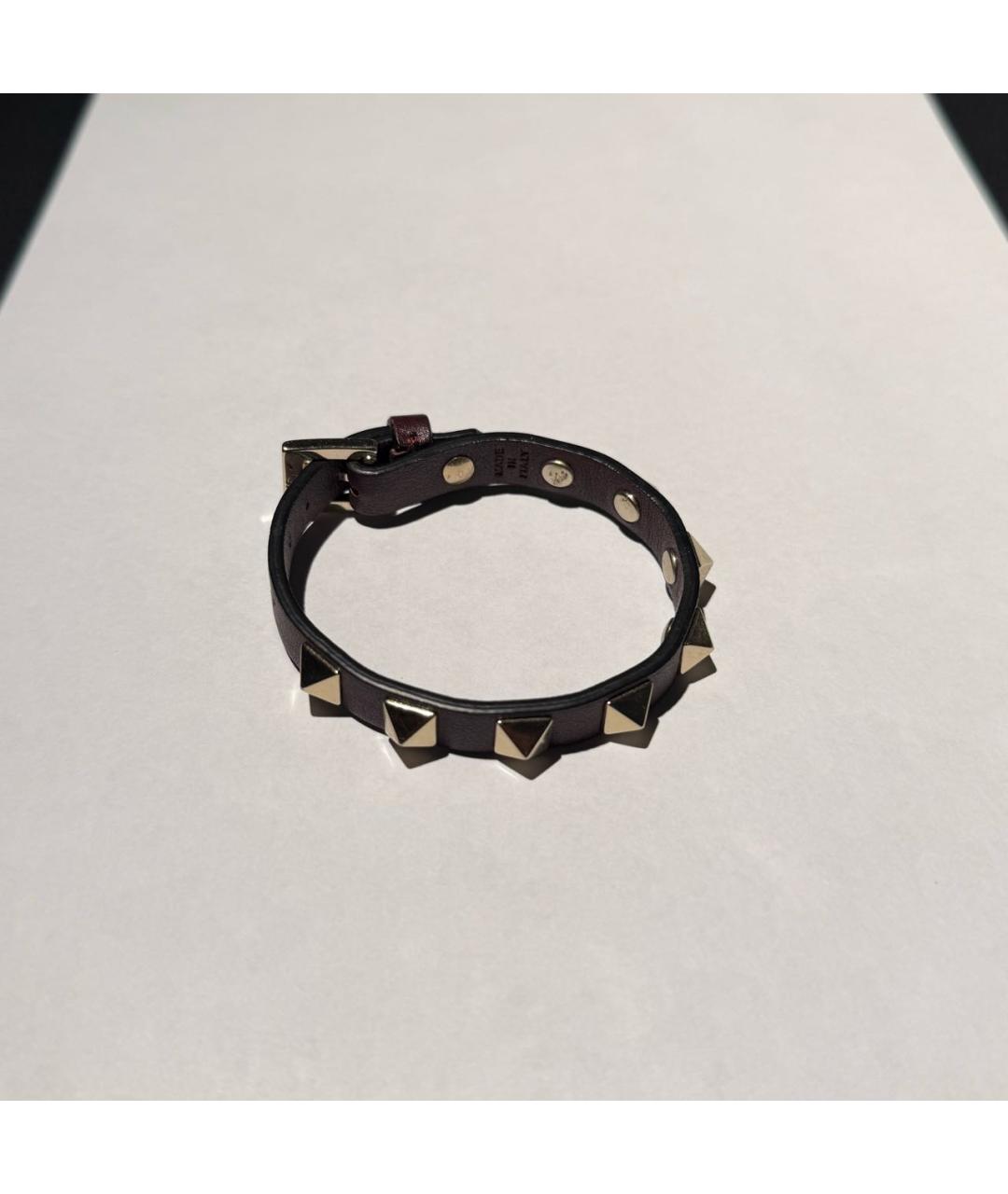 VALENTINO Бордовый кожаный браслет, фото 3