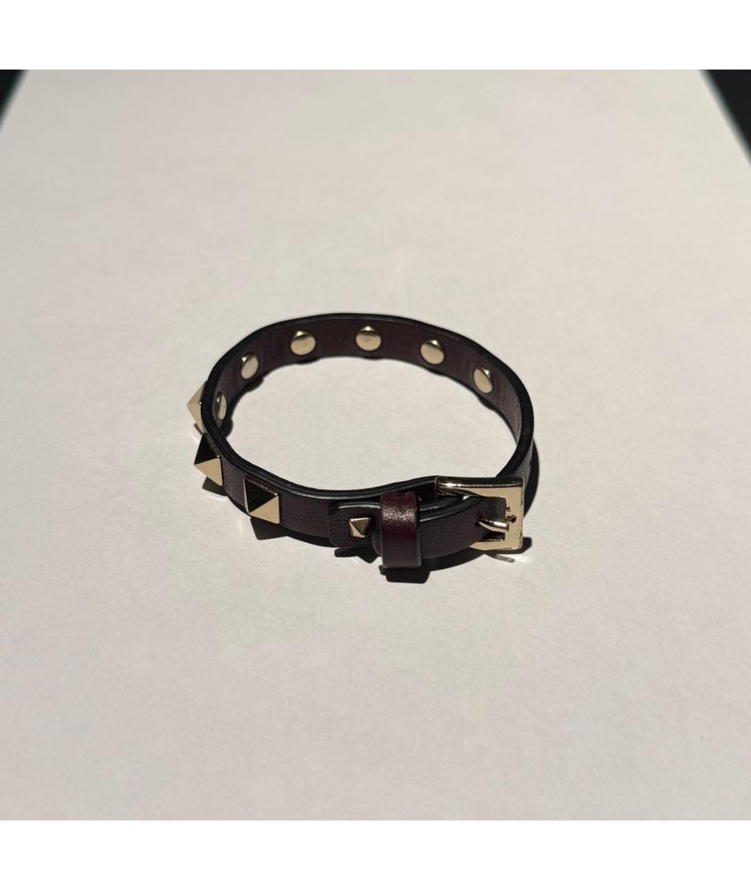 VALENTINO Бордовый кожаный браслет, фото 2