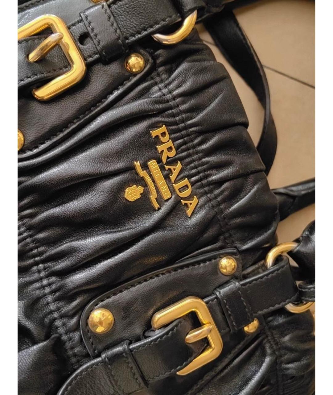 PRADA Черная кожаная сумка с короткими ручками, фото 6