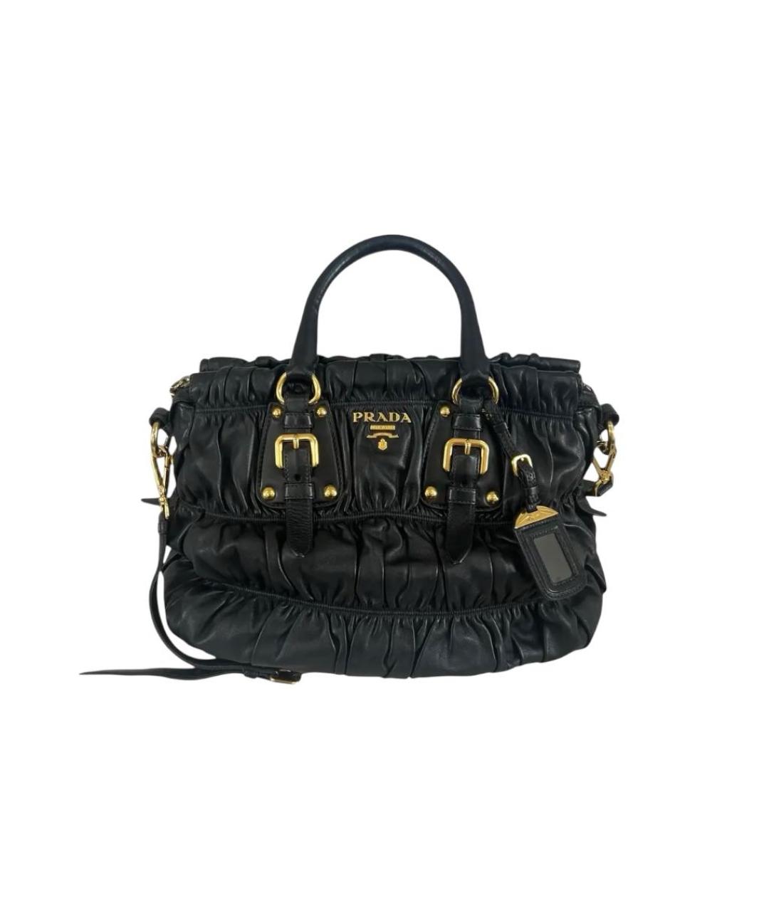 PRADA Черная кожаная сумка с короткими ручками, фото 1