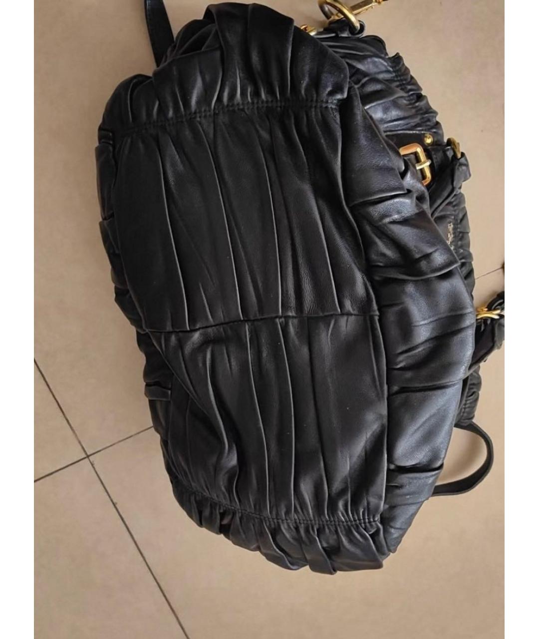 PRADA Черная кожаная сумка с короткими ручками, фото 5