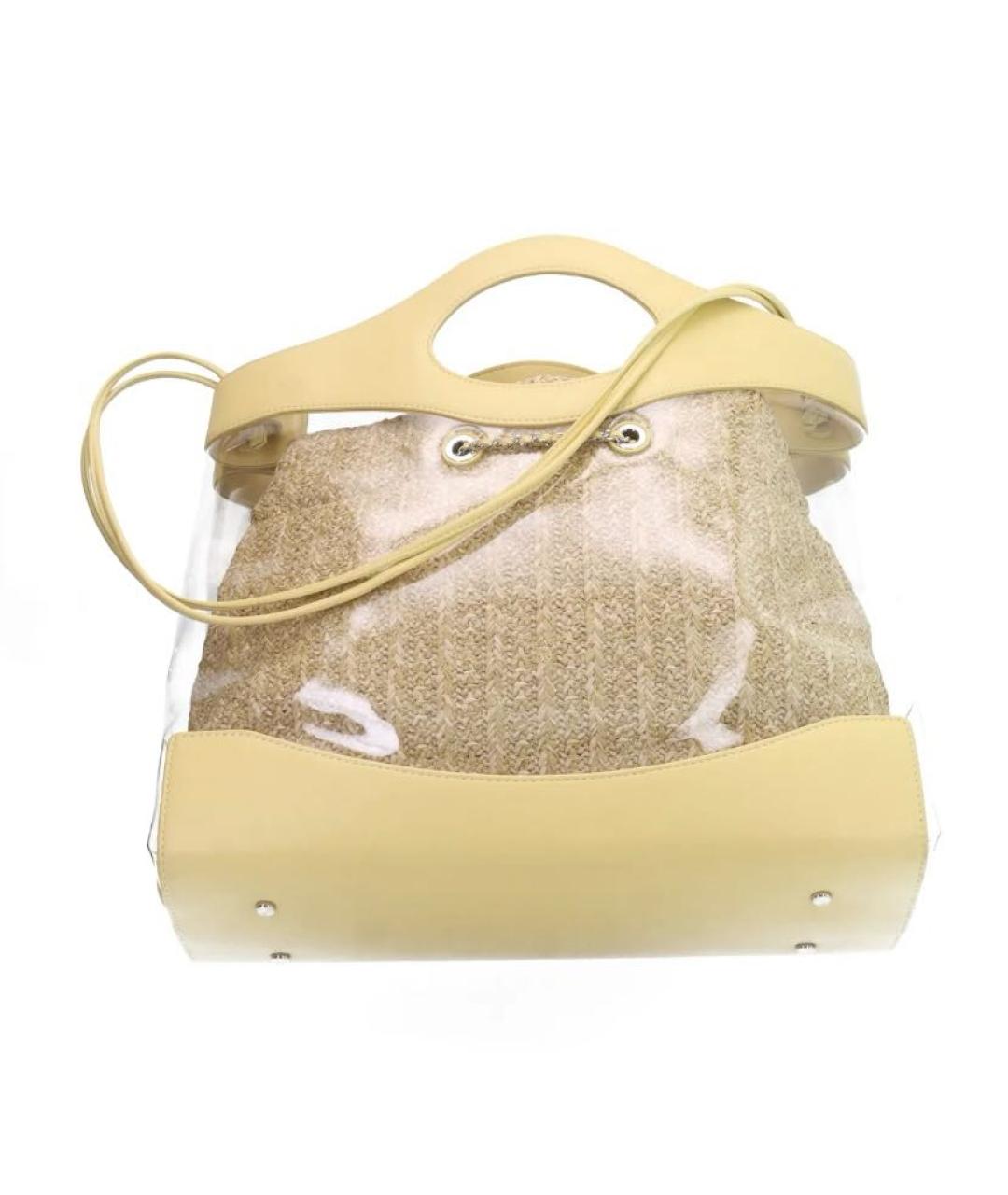 CHANEL Желтая кожаная сумка с короткими ручками, фото 3