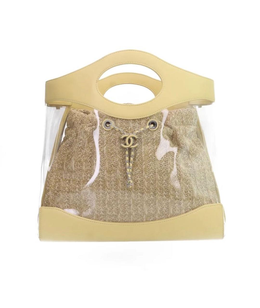 CHANEL Желтая кожаная сумка с короткими ручками, фото 1