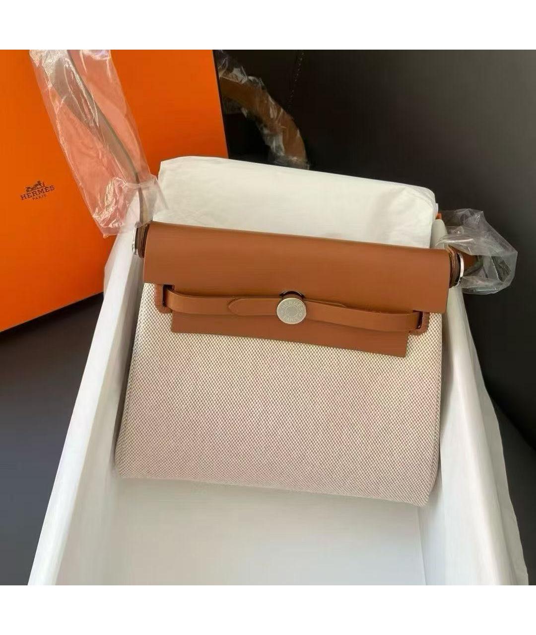 HERMES Коричневая твиловая сумка через плечо, фото 9