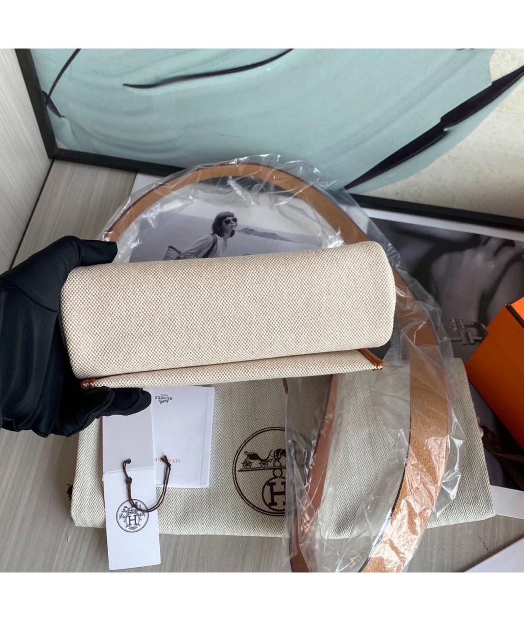 HERMES Коричневая твиловая сумка через плечо, фото 7