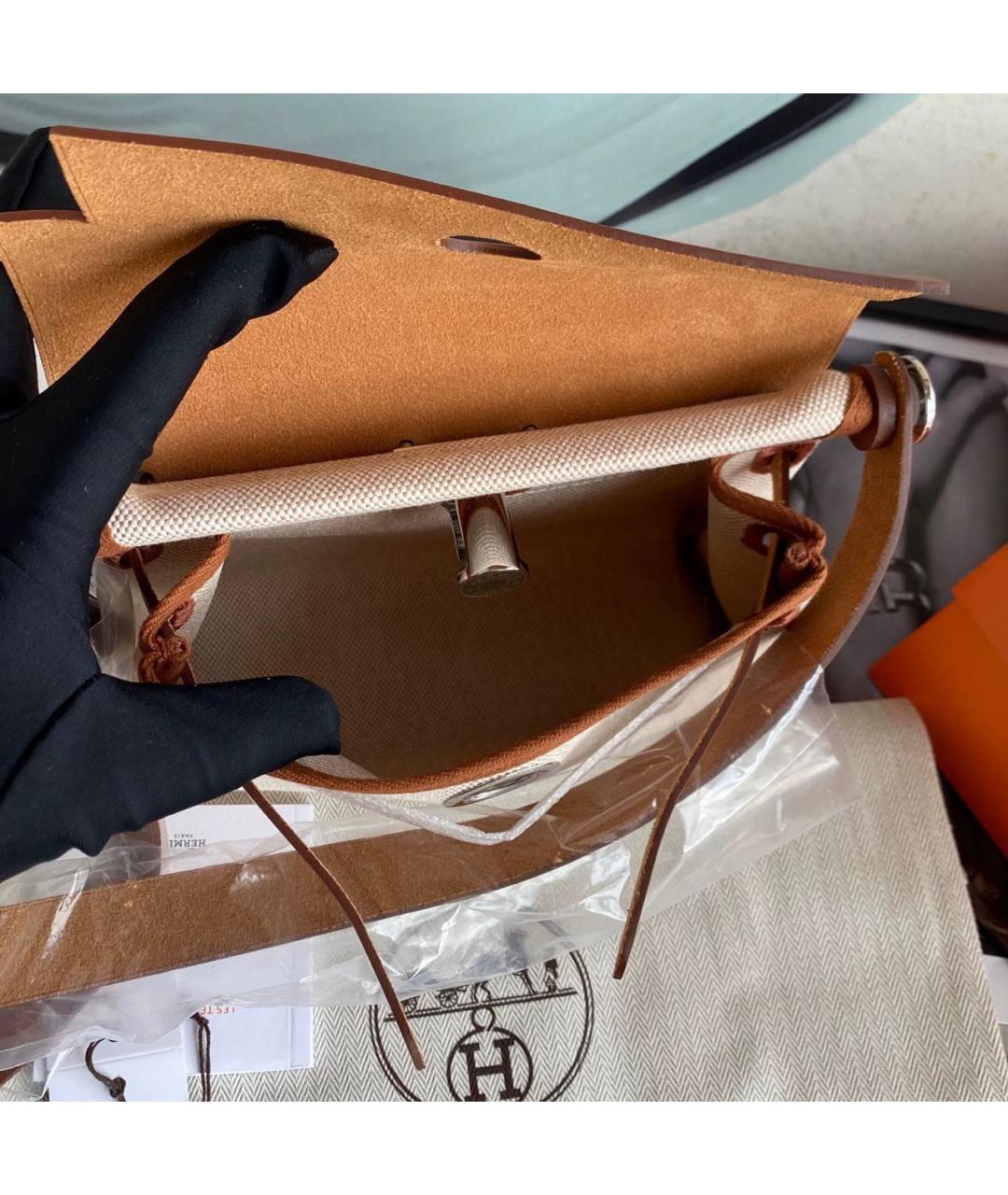 HERMES Коричневая твиловая сумка через плечо, фото 4