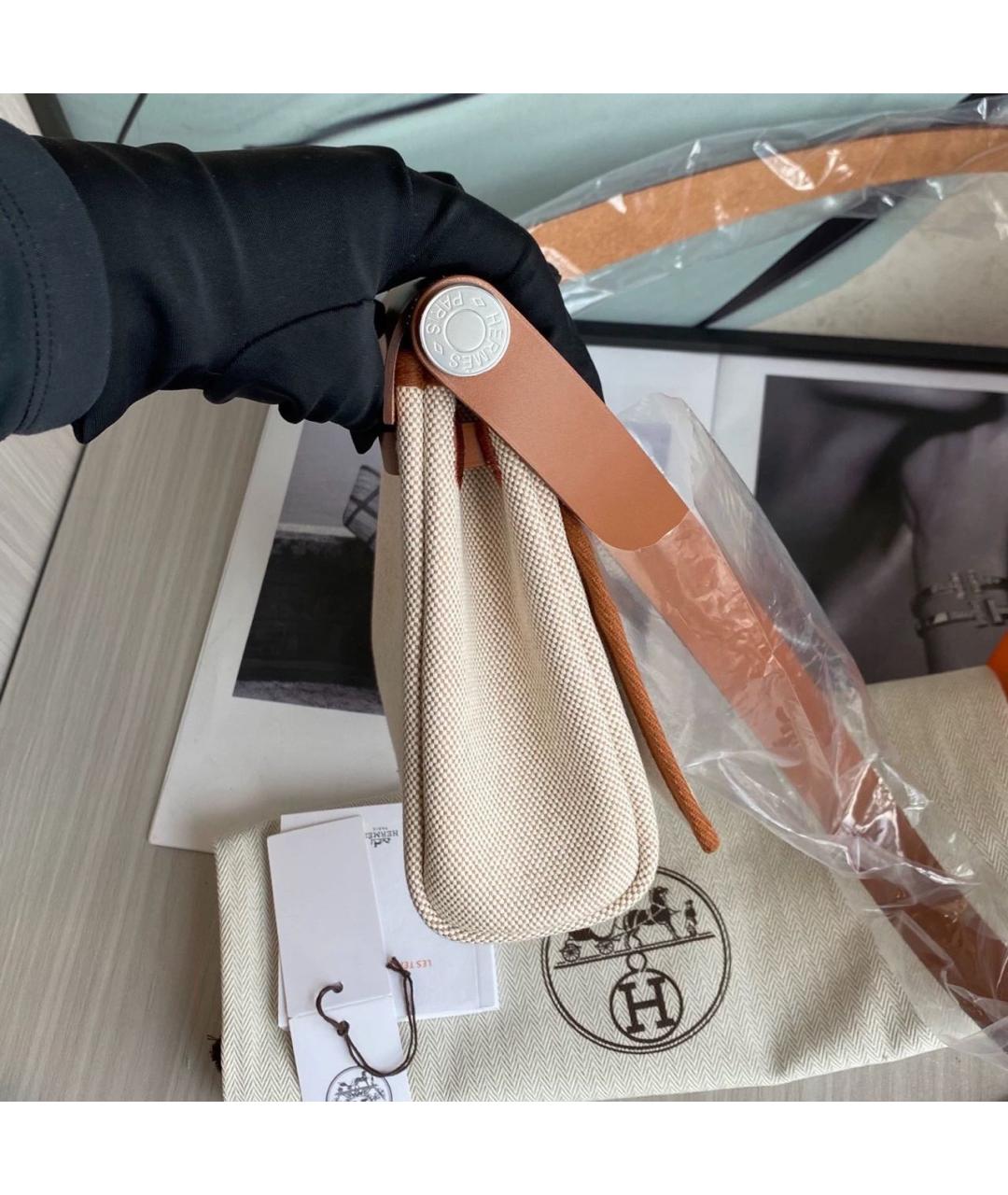 HERMES Коричневая твиловая сумка через плечо, фото 2