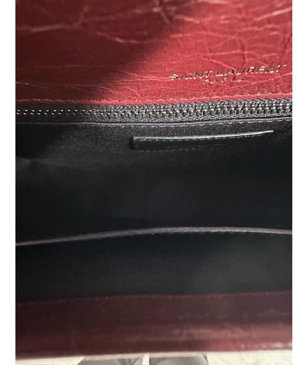 SAINT LAURENT Бордовая кожаная сумка через плечо, фото 4