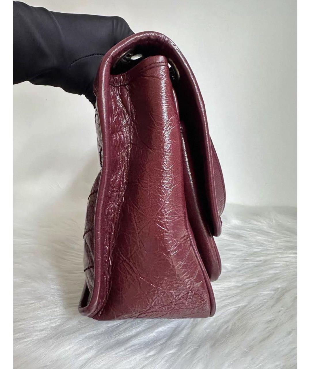 SAINT LAURENT Бордовая кожаная сумка через плечо, фото 5