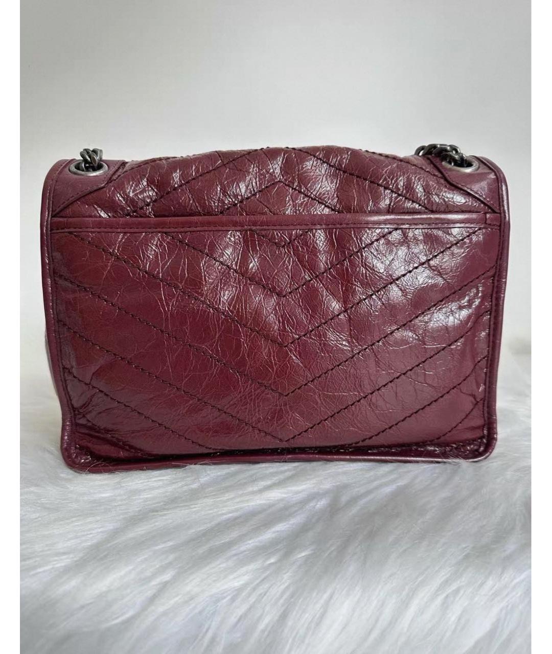 SAINT LAURENT Бордовая кожаная сумка через плечо, фото 3