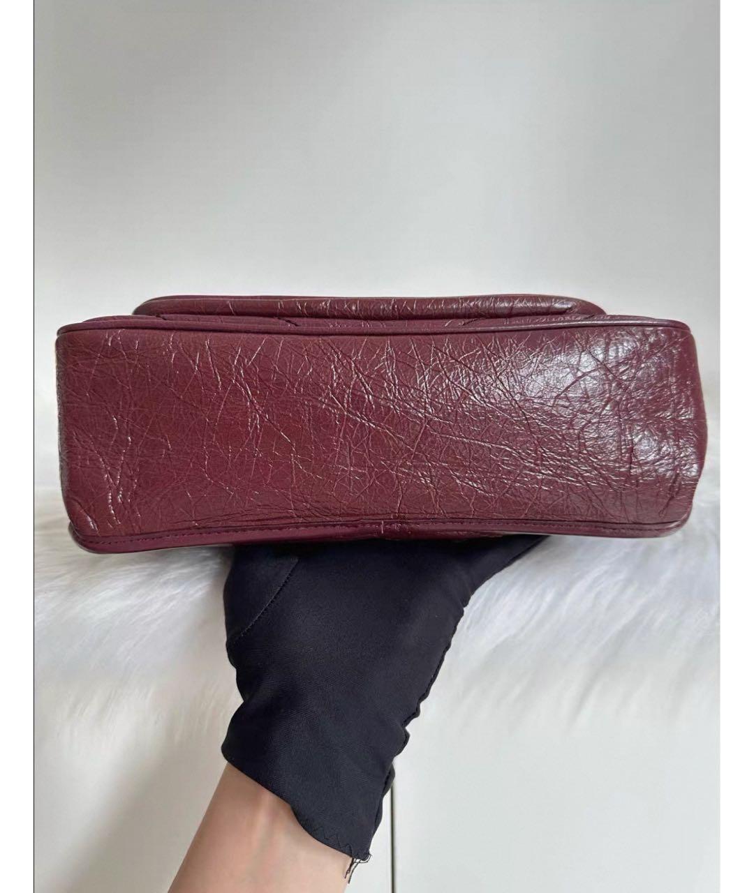 SAINT LAURENT Бордовая кожаная сумка через плечо, фото 7