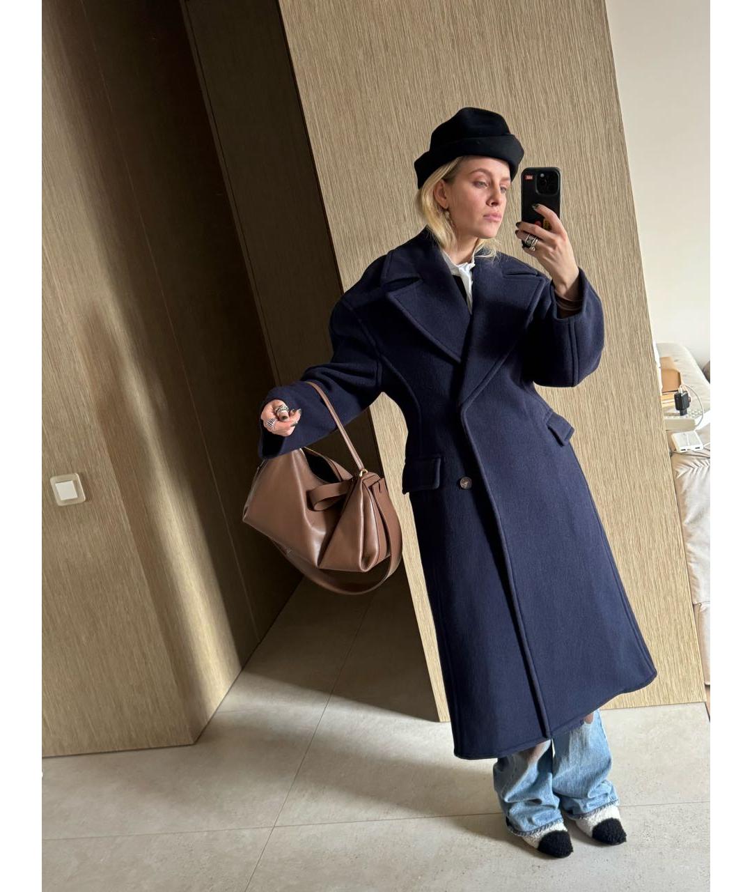 ACNE STUDIOS Темно-синее шерстяное пальто, фото 6