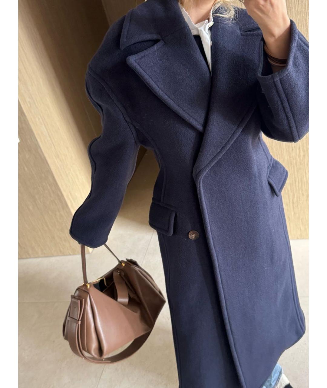 ACNE STUDIOS Темно-синее шерстяное пальто, фото 3