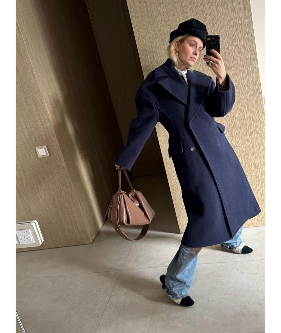 ACNE STUDIOS Темно-синее шерстяное пальто, фото 4